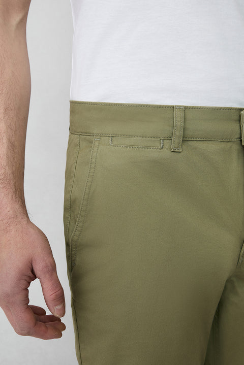 Orta Haki Regular Fit Standart Kesim Likralı Esnek Yandan Cep Kanvas / Chino Pantolon
