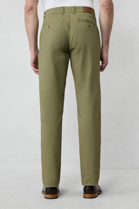 Orta Haki Regular Fit Standart Kesim Likralı Esnek Yandan Cep Kanvas / Chino Pantolon