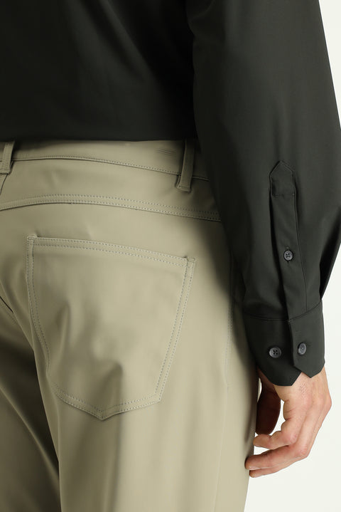 Orta Bej Techno-Line Regular Fit Standart Kesim Çantalı Kanvas / Chino Pantolon