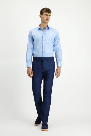  Koyu Lacivert Regular Fit Standart Kesim Lyocell Karışımlı Kanvas / Chino Pantolon