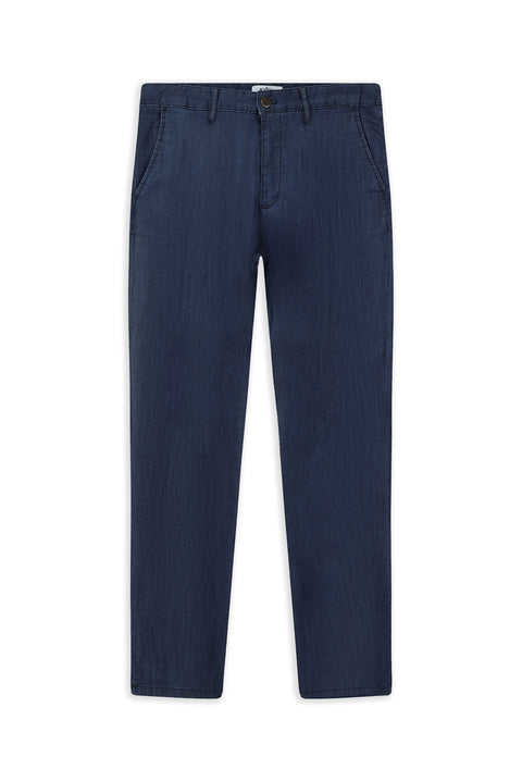 Dark Navy Regular Fit Standard Cut Lyocell Blend Canvas / Chino Trousers