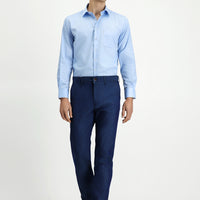 Dark Navy Relaxed Fit Lyocell Blend Canvas / Chino Trousers