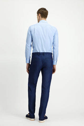  Koyu Lacivert Regular Fit Standart Kesim Lyocell Karışımlı Kanvas / Chino Pantolon