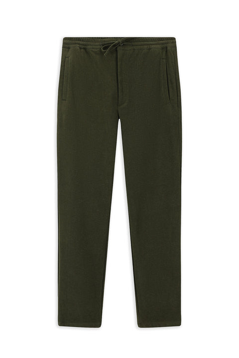 Orta Haki Regular Fit Standart Kesim Beli Lastikli İpli Örme Jogger Pantolon