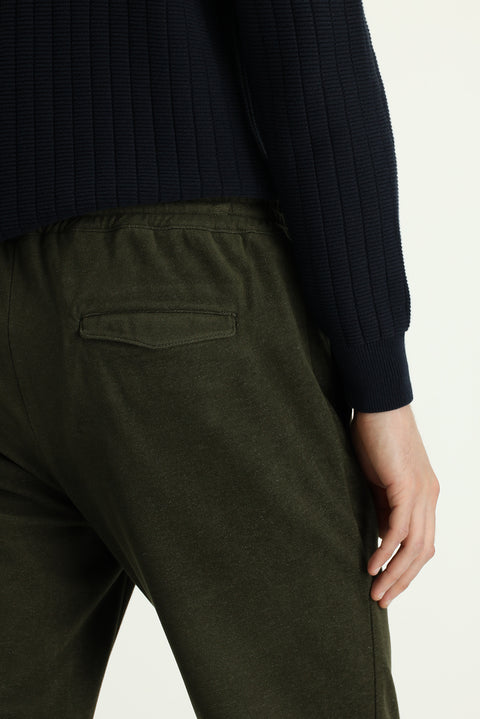 Orta Haki Regular Fit Standart Kesim Beli Lastikli İpli Örme Jogger Pantolon