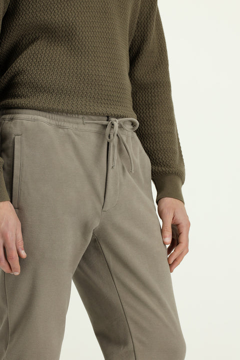 Mid Mink Regular Fit Standard Cut Elasticated Waist Drawstring Knitted Jogger Trousers