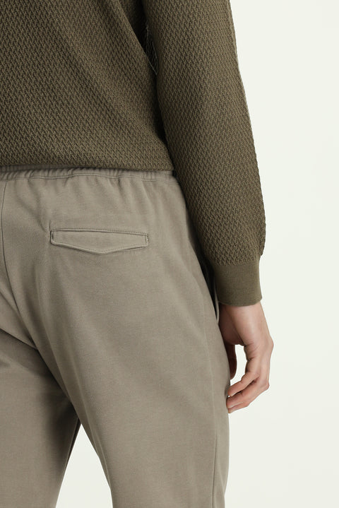 Mid Mink Regular Fit Standard Cut Elasticated Waist Drawstring Knitted Jogger Trousers