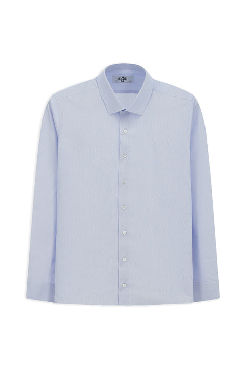 Blue Long Sleeve Slim Fit Narrow Cut Cotton Classic Striped Shirt