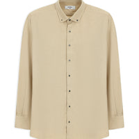Medium Beige Long Sleeve Regular Fit Patterned Button-Down Collar Cotton Lumberjack Shirt