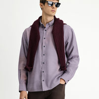 Lilac Long Sleeve Oversize Extra Relaxed Fit Button-Down Collar Lyocell Blend Shirt