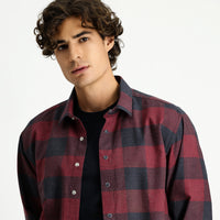 Light Red Long Sleeve Regular Fit Sport Cotton Plaid Lumberjack Shirt