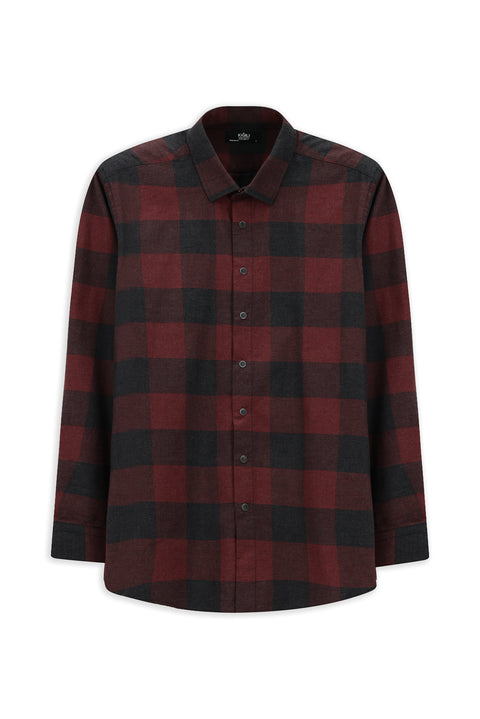 Light Red Long Sleeve Regular Fit Sport Cotton Plaid Lumberjack Shirt
