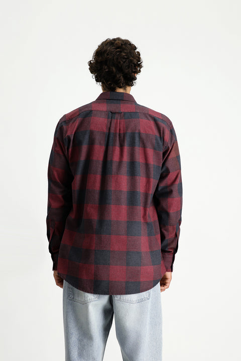 Light Red Long Sleeve Regular Fit Sport Cotton Plaid Lumberjack Shirt