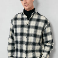 Black Long Sleeve Oversize Extra Relaxed Fit Plaid Cotton Lumberjack Winter Shirt