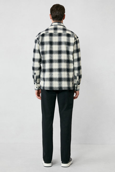 Black Long Sleeve Oversize Extra Relaxed Fit Plaid Cotton Lumberjack Winter Shirt