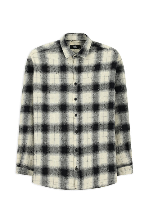 Black Long Sleeve Oversize Extra Relaxed Fit Plaid Cotton Lumberjack Winter Shirt