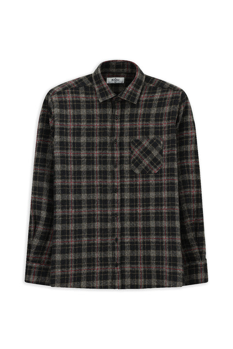 Black Long Sleeve Regular Fit Pocketed Plaid Cotton Lumberjack Winter Shirt