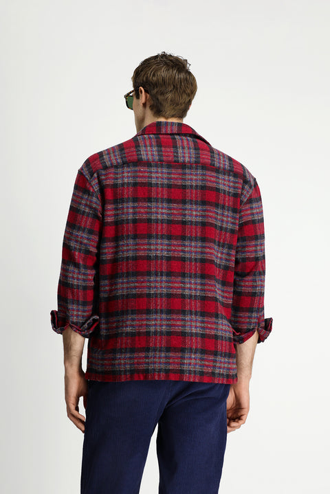 Flag Red Long Sleeve Oversize Extra Relaxed Fit Plaid Cotton Shacket Lumberjack Shirt