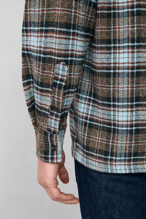 Medium Brown Long Sleeve Oversize Extra Relaxed Fit Plaid Cotton Lumberjack Winter Shirt