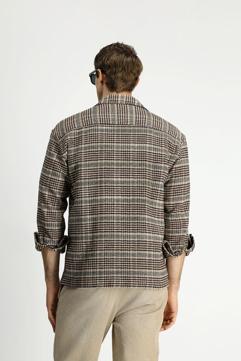 Medium Brown Long Sleeve Oversize Extra Relaxed Fit Plaid Cotton Shacket Lumberjack Shirt