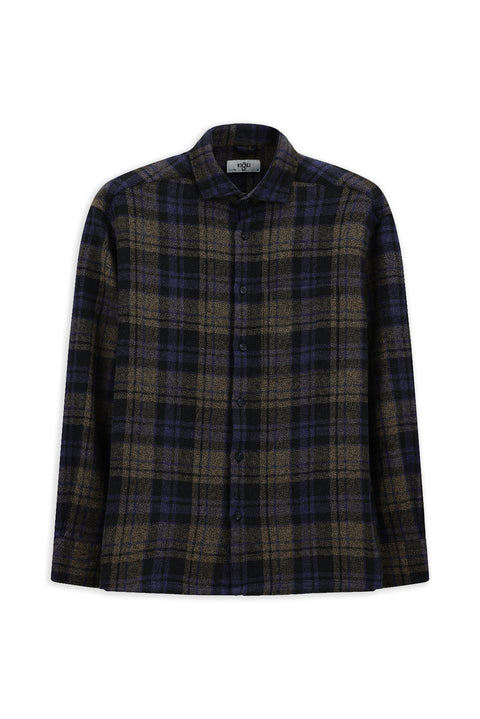 Cobalt Blue Long Sleeve Oversize Extra Relaxed Fit Plaid Cotton Pocket Shacket Lumberjack Shirt