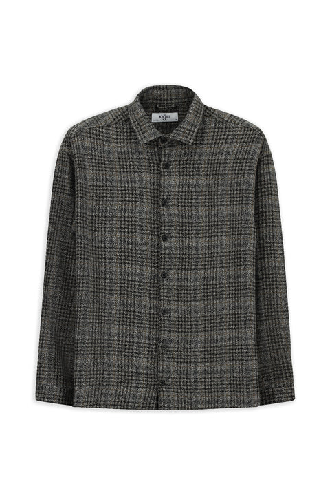 Medium Anthracite Long Sleeve Oversize Extra Relaxed Fit Plaid Cotton Lumberjack Winter Shirt