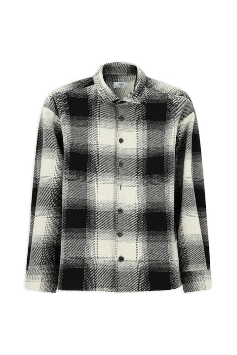 Black Long Sleeve Oversize Extra Relaxed Fit Sport Plaid Shacket Lumberjack Cotton Shirt / Jacket