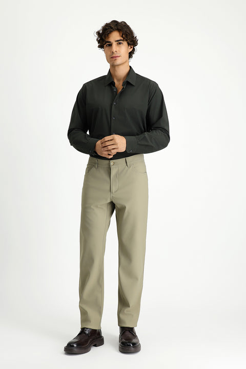 Dark Khaki Techno-Line Long Sleeve Classic Lycra Shirt