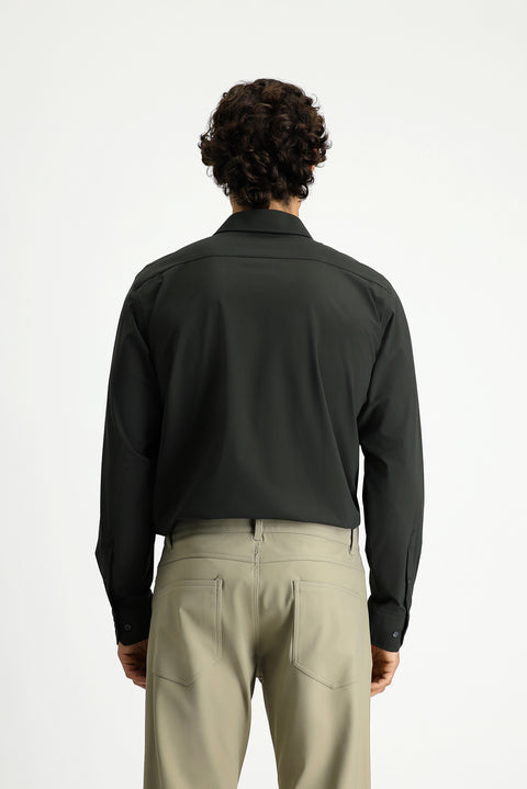 Dark Khaki Techno-Line Long Sleeve Classic Lycra Shirt