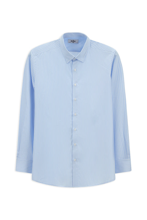 Light Blue Long Sleeve Classic Striped Cotton Shirt
