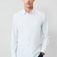 Off-White Long-Sleeve Classic Striped Cotton Easy-Iron Shirt
