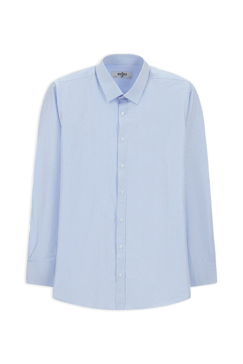 Light Blue Long Sleeve Classic Striped Four Seasons Cotton Easy-Iron Shirt