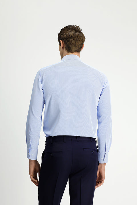 Light Blue Long Sleeve Classic Striped Four Seasons Cotton Easy-Iron Shirt