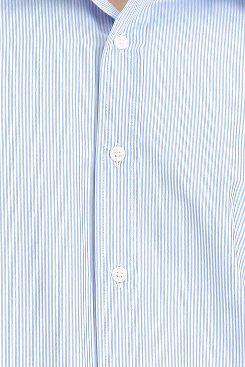 Light Blue Long Sleeve Classic Striped Four Seasons Cotton Easy-Iron Shirt