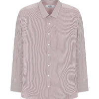 Brick Red Long Sleeve Classic Striped Four Seasons Cotton Easy-Iron Shirt