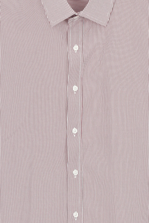 Brick Red Long Sleeve Classic Striped Four Seasons Cotton Easy-Iron Shirt