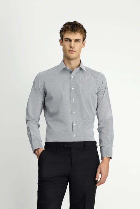 Light Anthracite Long Sleeve Classic Striped Four Seasons Cotton Easy-Iron Shirt