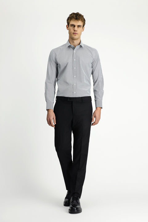 Light Anthracite Long Sleeve Classic Striped Four Seasons Cotton Easy-Iron Shirt