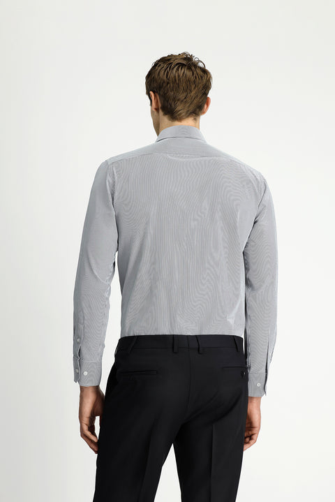 Light Anthracite Long Sleeve Classic Striped Four Seasons Cotton Easy-Iron Shirt