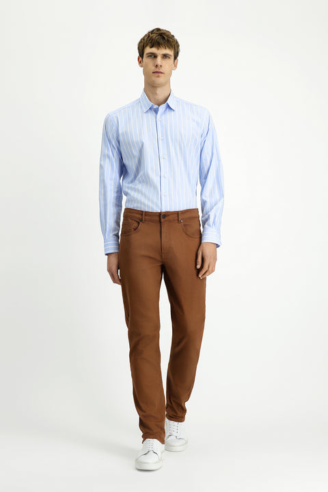 Light Blue Long Sleeve Classic Striped Cotton Shirt