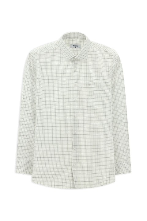 Medium Gray Long Sleeve Classic Plaid Cotton Shirt