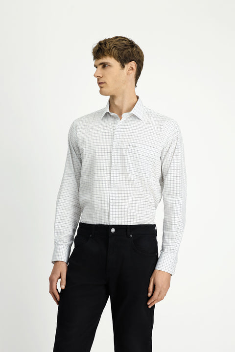 Medium Gray Long Sleeve Classic Plaid Cotton Shirt
