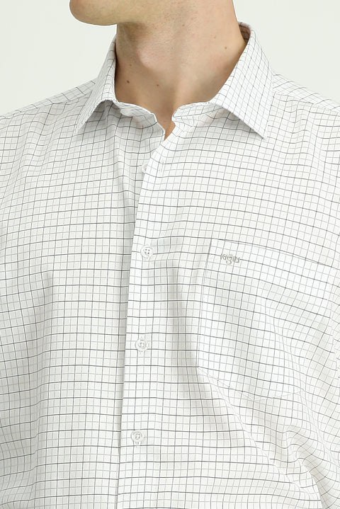 Medium Gray Long Sleeve Classic Plaid Cotton Shirt
