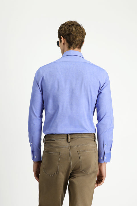 Dark Blue Long Sleeve Slim Fit Classic Cotton Shirt
