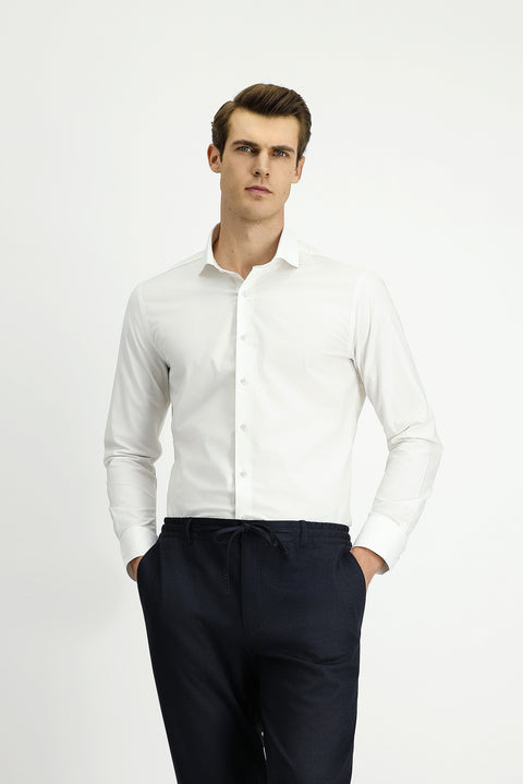 White Long Sleeve Slim Fit Classic Cotton Shirt