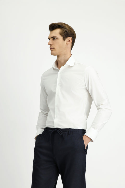 White Long Sleeve Slim Fit Classic Cotton Shirt