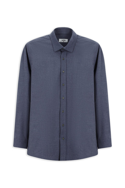 Medium Navy Long Sleeve Slim Fit Cotton Shirt