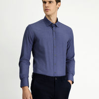 Medium Navy Long Sleeve Slim Fit Cotton Shirt