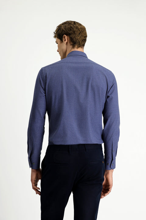 Medium Navy Long Sleeve Slim Fit Cotton Shirt