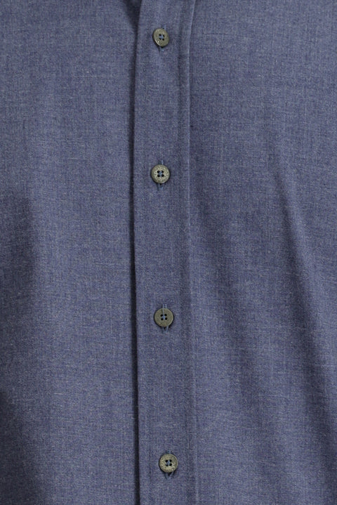 Medium Navy Long Sleeve Slim Fit Cotton Shirt